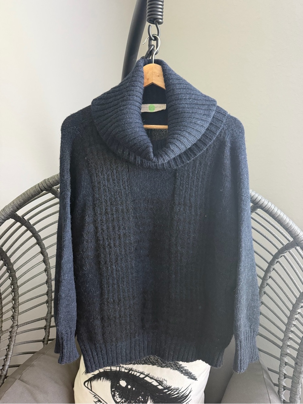 Stella McCartney Navy Cowl Neck Knit Sweater 38